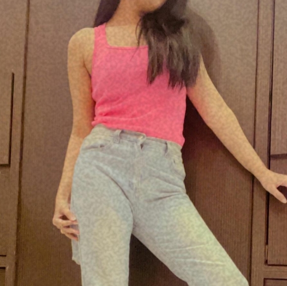 Pink neon t back tee